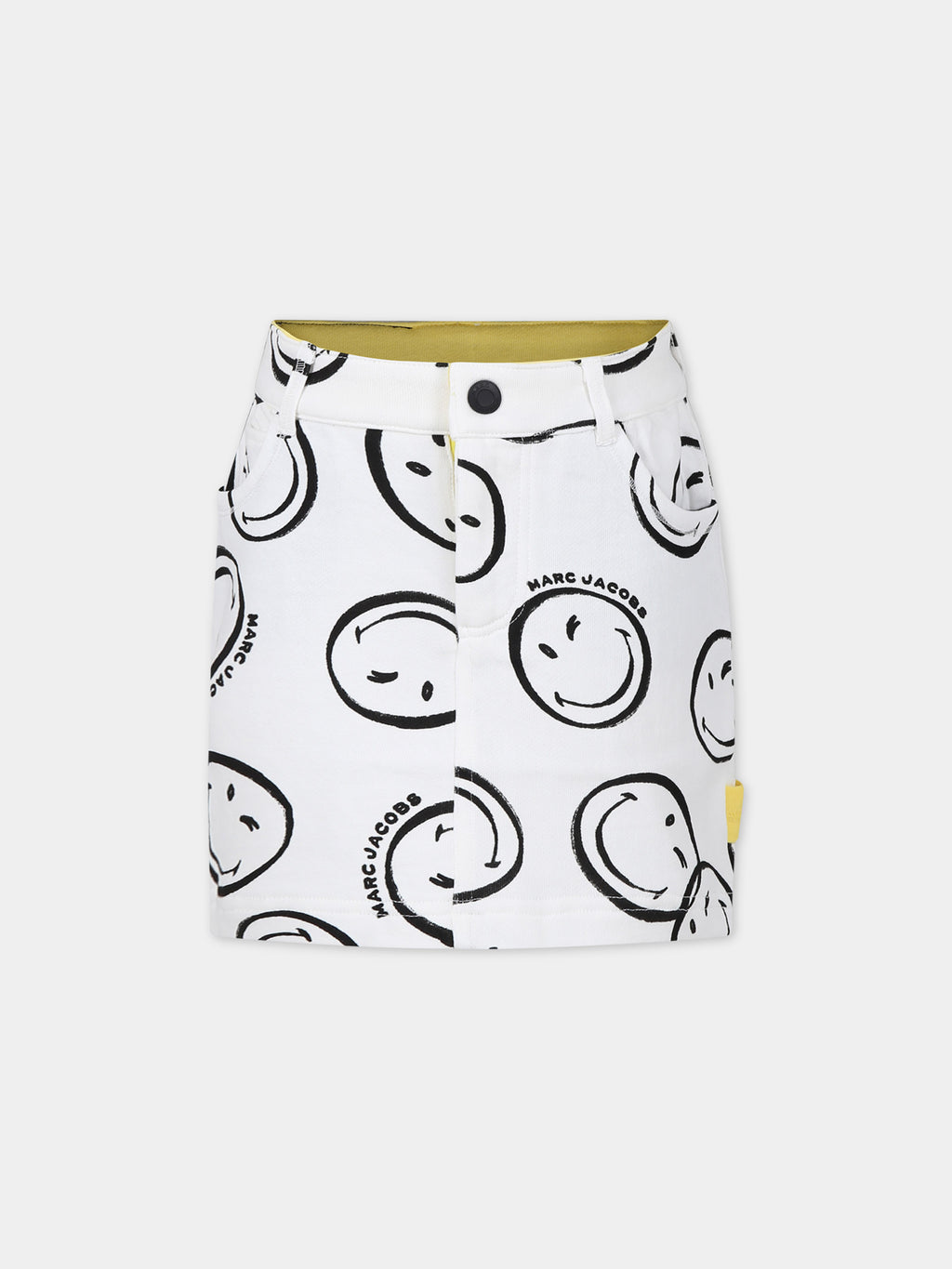 Jupe blanche pour fille avec smiley et logo